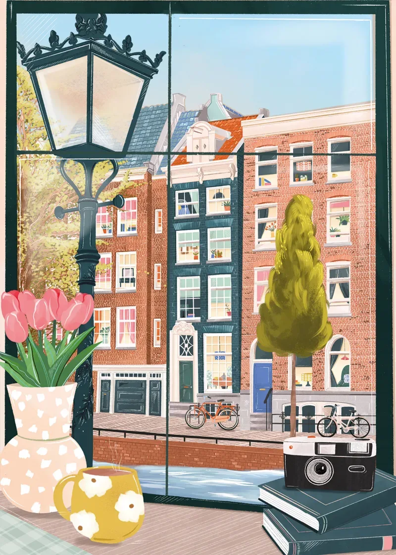 Puzzle Amsterdam vue d'un Café - 500 à 999 pièces från Pieces & Peace – kartong