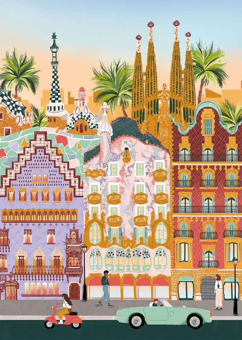 Puzzle Barcelone - 1000 pièces van Pieces & Peace – doos