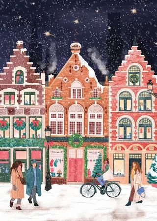 Puzzle Bruges à Noël - 1000 pièces von Pieces & Peace – Schachtel 1 von 2