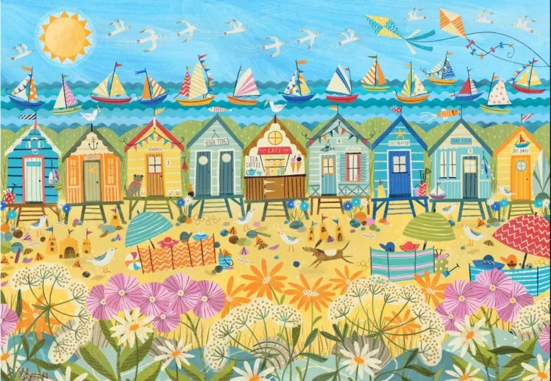 Puzzle Cabines de Plage van Pieces & Peace – doos