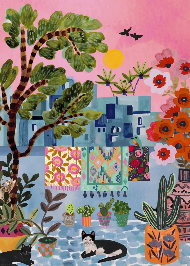 Puzzle Chats de Chefchaouen - Maroc - 1000 pièces von Pieces & Peace – Schachtel 1 von 2