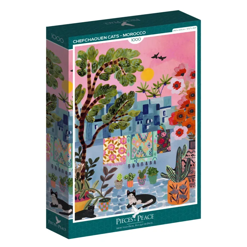 Puzzle Chats de Chefchaouen - Maroc - 1000 pièces von Pieces & Peace – Schachtel 2 von 2