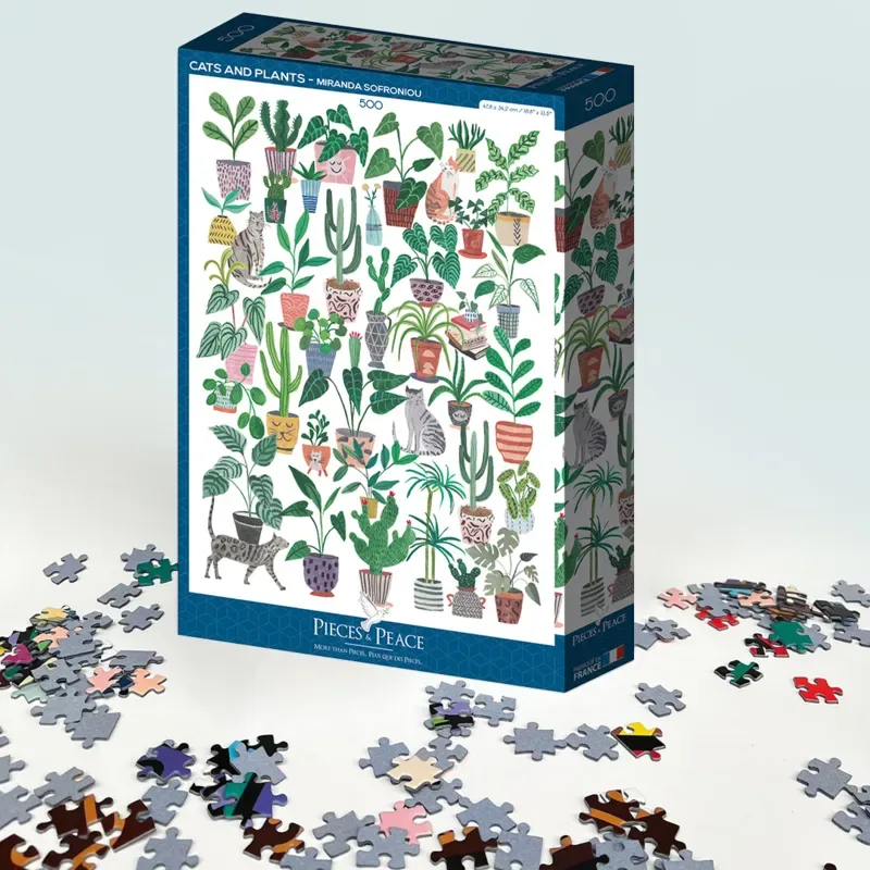 Puzzle Chats et Plantes - 500 à 999 pièces von Pieces & Peace – Schachtel 2 von 2