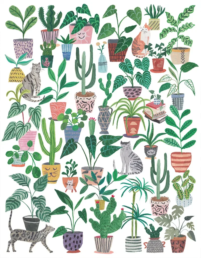 Puzzle Chats et Plantes - 500 à 999 pièces von Pieces & Peace – Schachtel 1 von 2