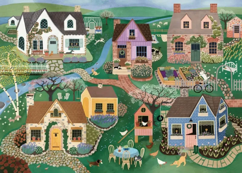 Puzzle Cottage Lane - 1500 pièces de Pieces & Peace – boîte