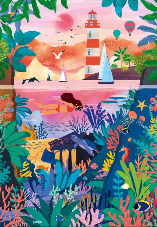 Puzzle Fonds Marins Colorés - 1000 pièces de Pieces & Peace – boîte