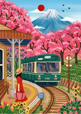 Puzzle Fuji Blossoms - 500 à 999 pièces de Pieces & Peace – boîte 1 sur 2
