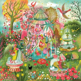 Puzzle Greenhouse Fountains - 1000 pièces von Pieces & Peace – Schachtel 1 von 2
