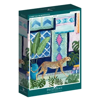 Puzzle Guépard au Maroc - 1000 pièces van Pieces & Peace – doos 2 van 2
