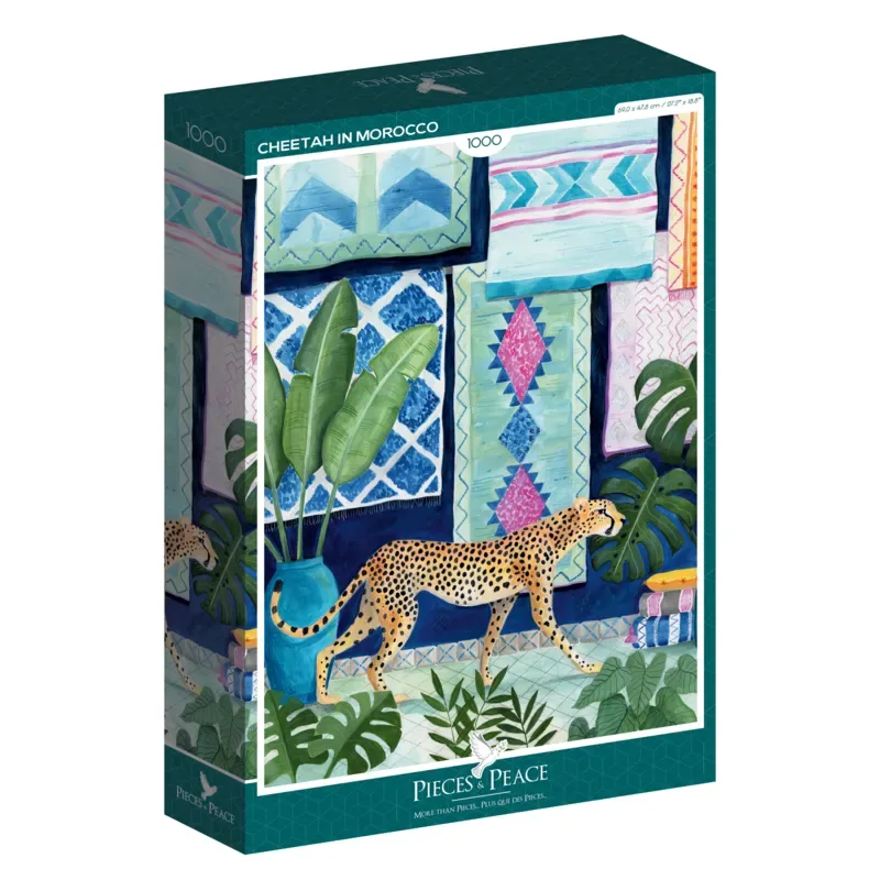 Puzzle Guépard au Maroc - 1000 pièces van Pieces & Peace – doos 2 van 2