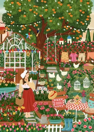 Puzzle Jardin de Campagne - 1500 pièces de Pieces & Peace – boîte 1 sur 2