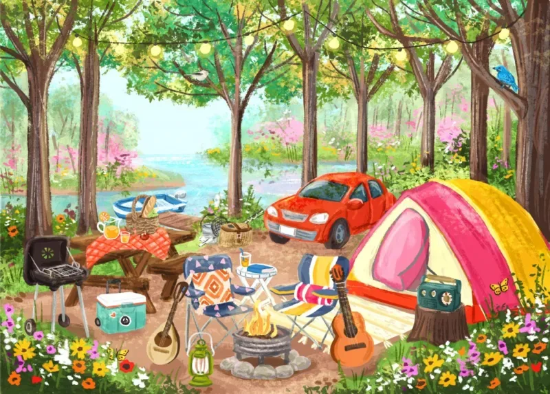 Puzzle Journée au Camping - 500 à 999 pièces van Pieces & Peace – doos