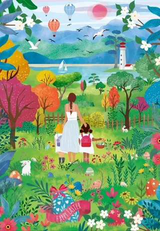 Puzzle Joyeuses Pâques - 1000 pièces von Pieces & Peace – Schachtel 1 von 2