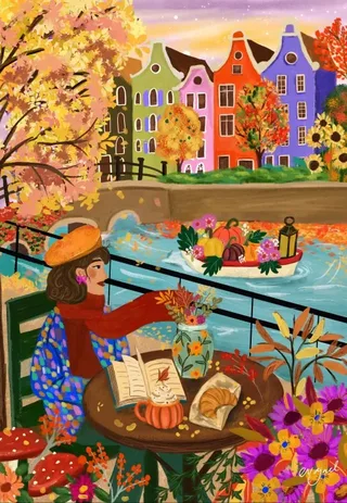 Puzzle L'Automne à Amsterdam - 1000 pièces de Pieces & Peace – boîte 1 sur 2