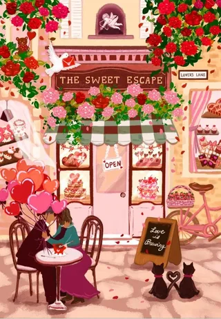 Puzzle L'Echappée Belle - Café de la Saint-Valentin - 1000 pièces from Pieces & Peace – box 1 of 2