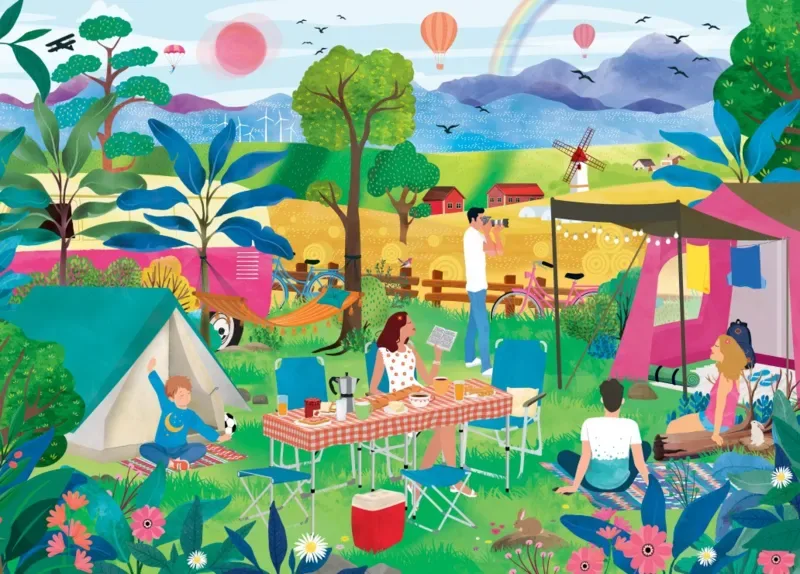 Puzzle L'Eté au Camping - 1500 pièces van Pieces & Peace – doos