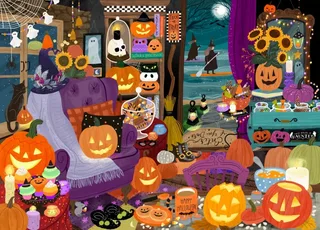 Puzzle L'heure des Sorcières d'Halloween - 1500 pièces fra Pieces & Peace – æske 1 af 2