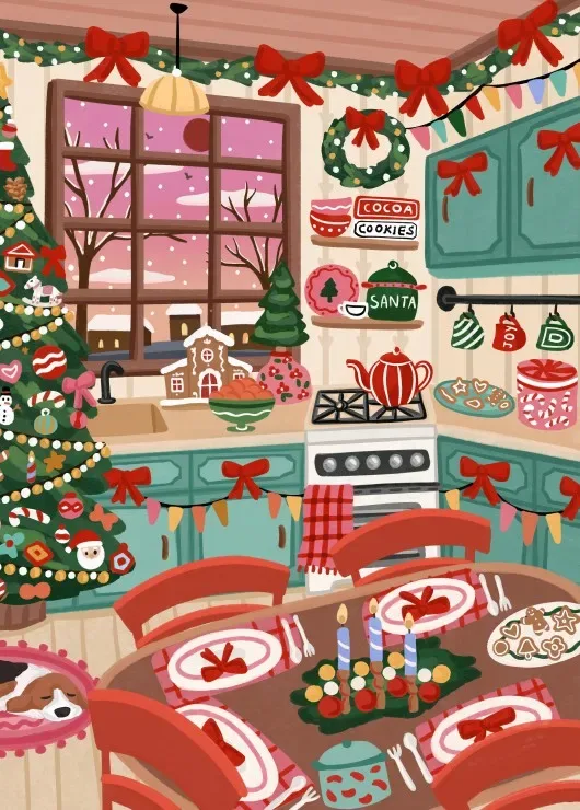 Puzzle La Cuisine de Noël - 500 à 999 pièces de Pieces & Peace – boîte