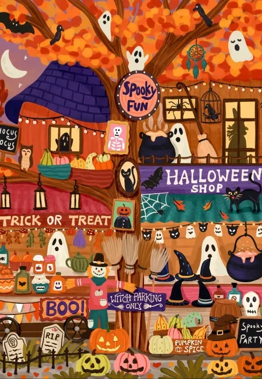 Puzzle Le Marché des Sorcières - 1000 pièces de Pieces & Peace – boîte 1 sur 2