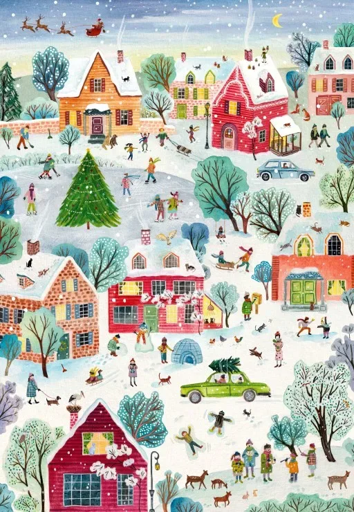 Puzzle Le Village Enchanté de Noël - 1000 pièces de Pieces & Peace – boîte 1 sur 2