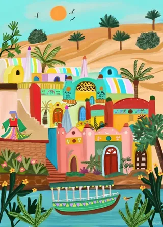 Puzzle Le Village Nubien - 500 à 999 pièces de Pieces & Peace – boîte 1 sur 2