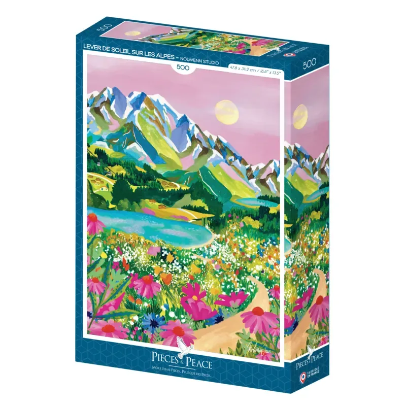 Puzzle Lever de Soleil sur les Alpes - 500 à 999 pièces de Pieces & Peace – boîte 2 sur 2