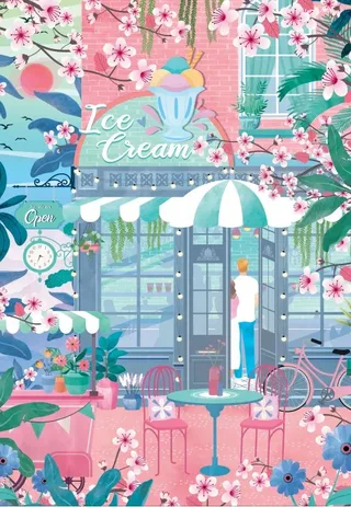 Puzzle Magasin de Glaces - 1000 pièces von Pieces & Peace – Schachtel 1 von 2