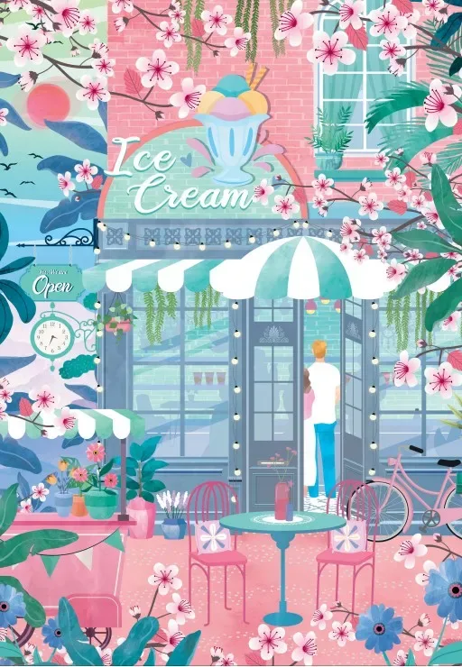 Puzzle Magasin de Glaces - 1000 pièces van Pieces & Peace – doos