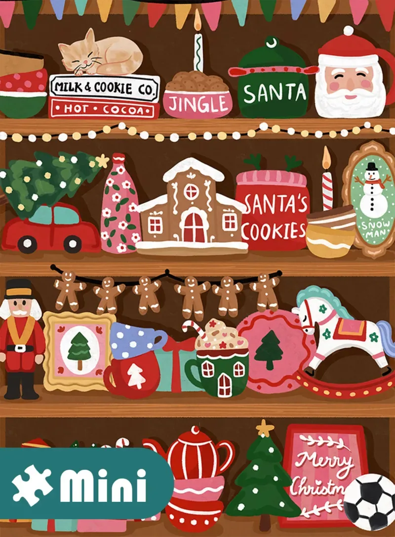 Puzzle Mini Puzzle - Christmas Shelf - 51 à 99 pièces de Pieces & Peace – boîte