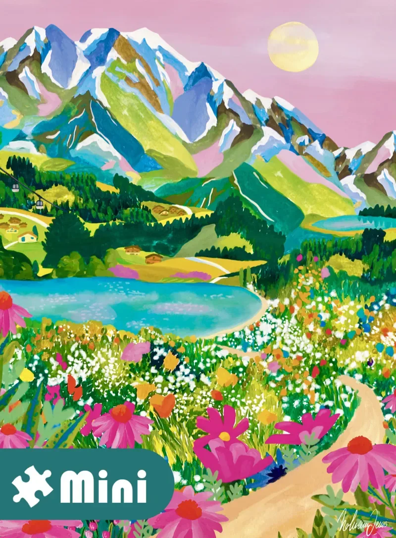 Puzzle Mini Puzzle - Lever de Soleil sur les Alpes - 51 à 99 pièces de Pieces & Peace – boîte