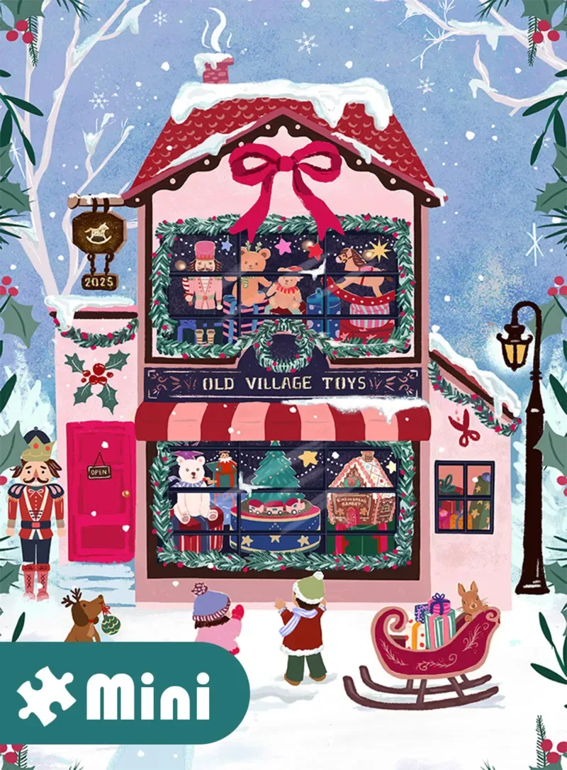 Puzzle Mini Puzzle - Old Village Toy Shop - 51 à 99 pièces van Pieces & Peace – doos
