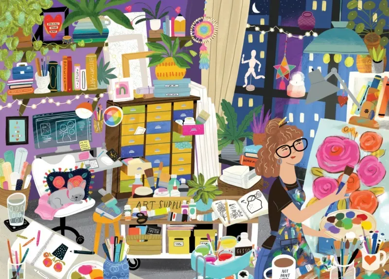 Puzzle Mon Lieu Préféré : l'Atelier d'Art - 1000 pièces von Pieces & Peace – Schachtel 1 von 2