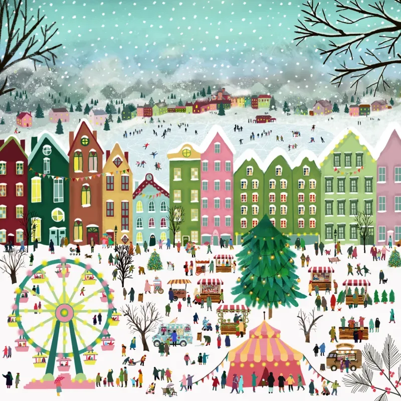 Puzzle Noël sur la Place - 1000 pièces de Pieces & Peace – boîte