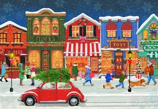 Puzzle Noël sur la Rue Principale - 1000 pièces van Pieces & Peace – doos 1 van 2