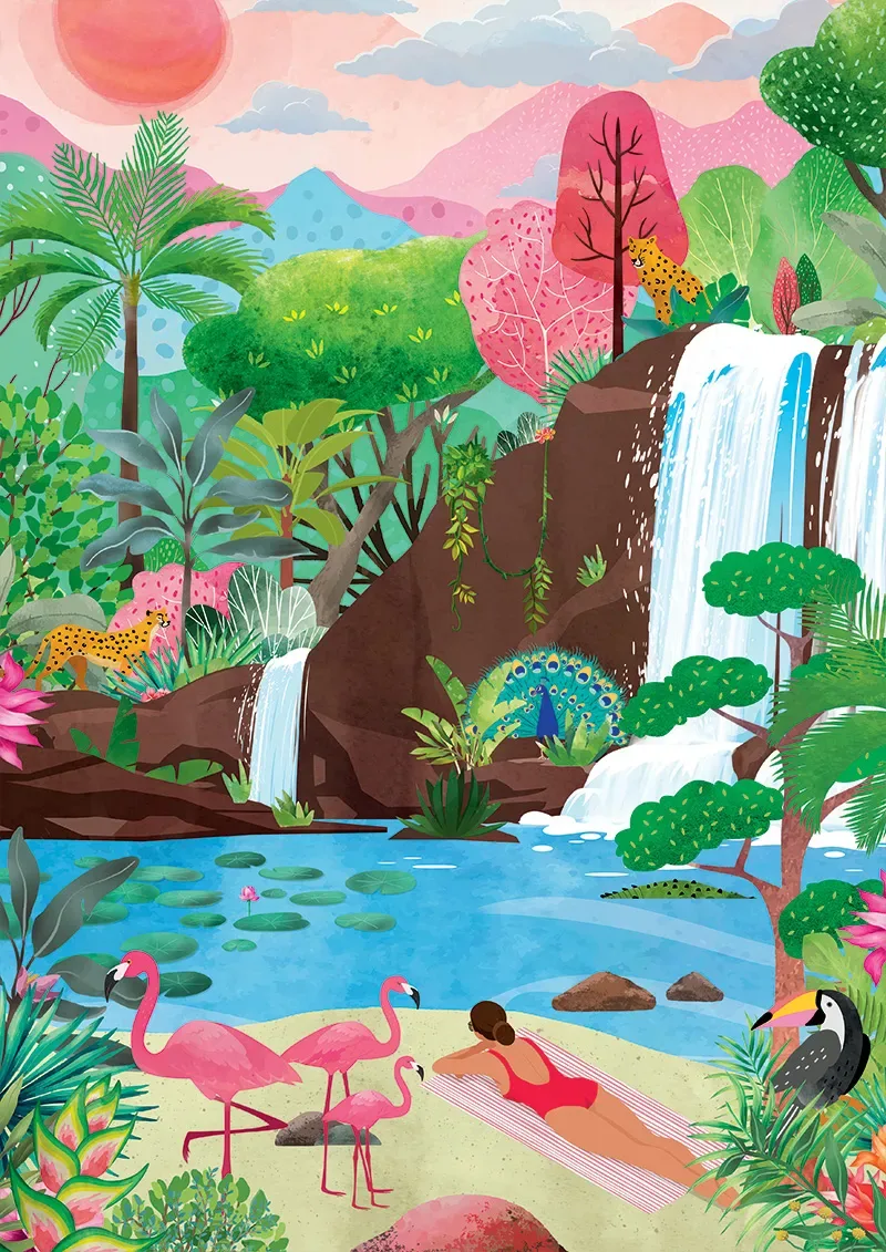 Puzzle Vibrations Tropicales - 500 à 999 pièces fra Pieces & Peace – æske