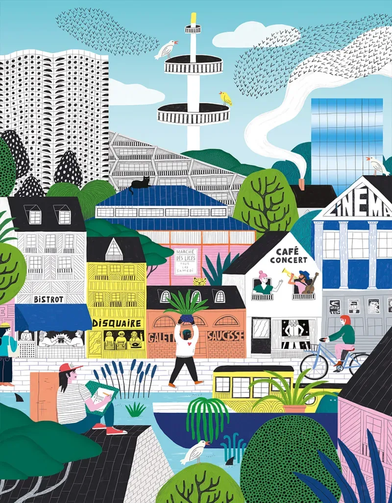 Puzzle Ville de Rennes - 1000 pièces van Pieces & Peace – doos