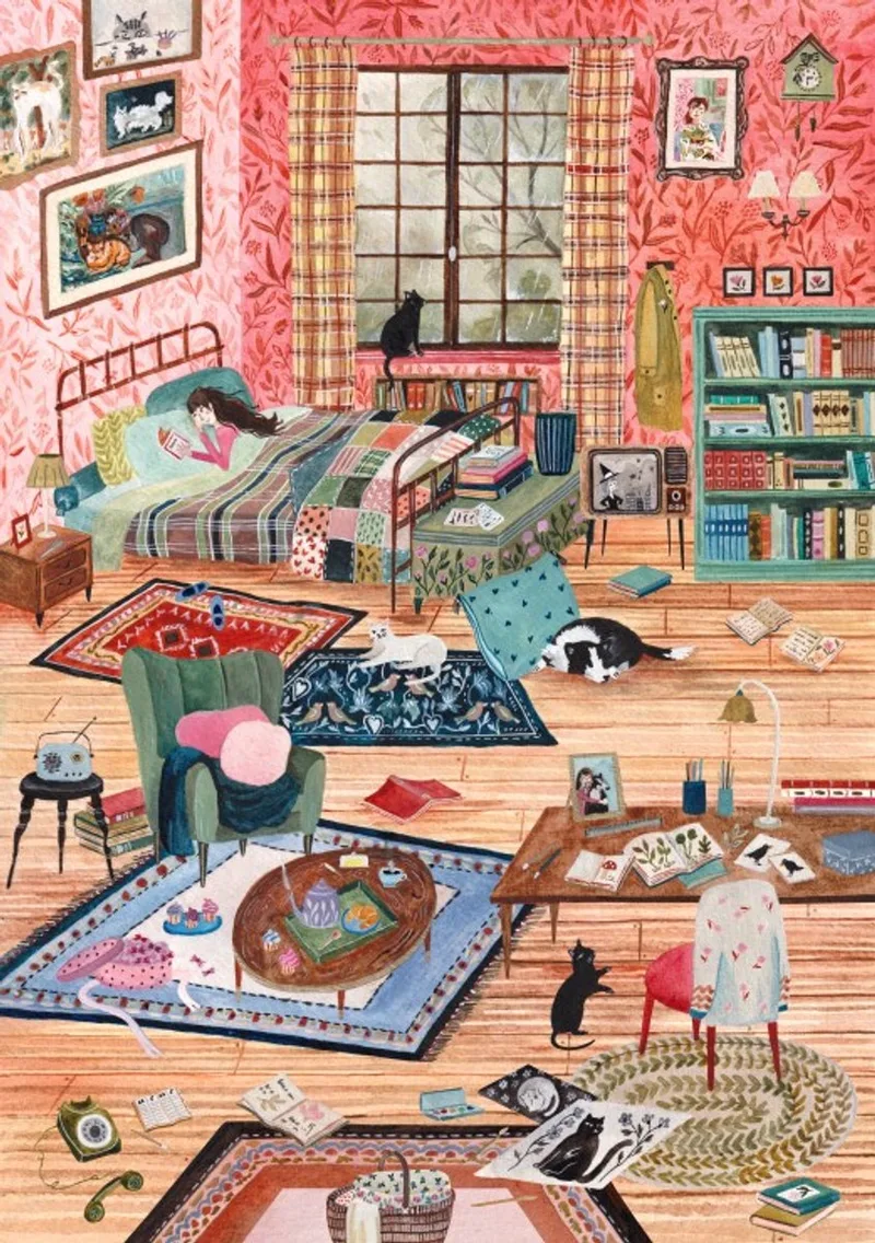 Une journée cosy – Puzzel 2000 stukjes – 98x69 cm from Pieces & Peace, Pink edition – box