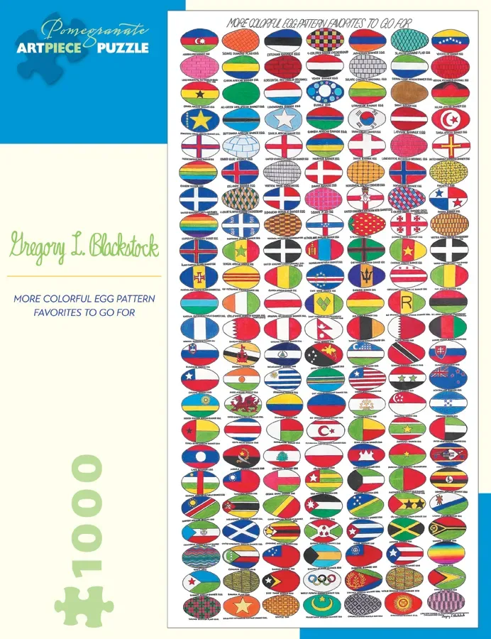 Puzzle Gregory L. Blackstock - More Colorful Egg Pattern Favorites to Go For, 2005 - 1000 pièces fra Pomegranate – æske