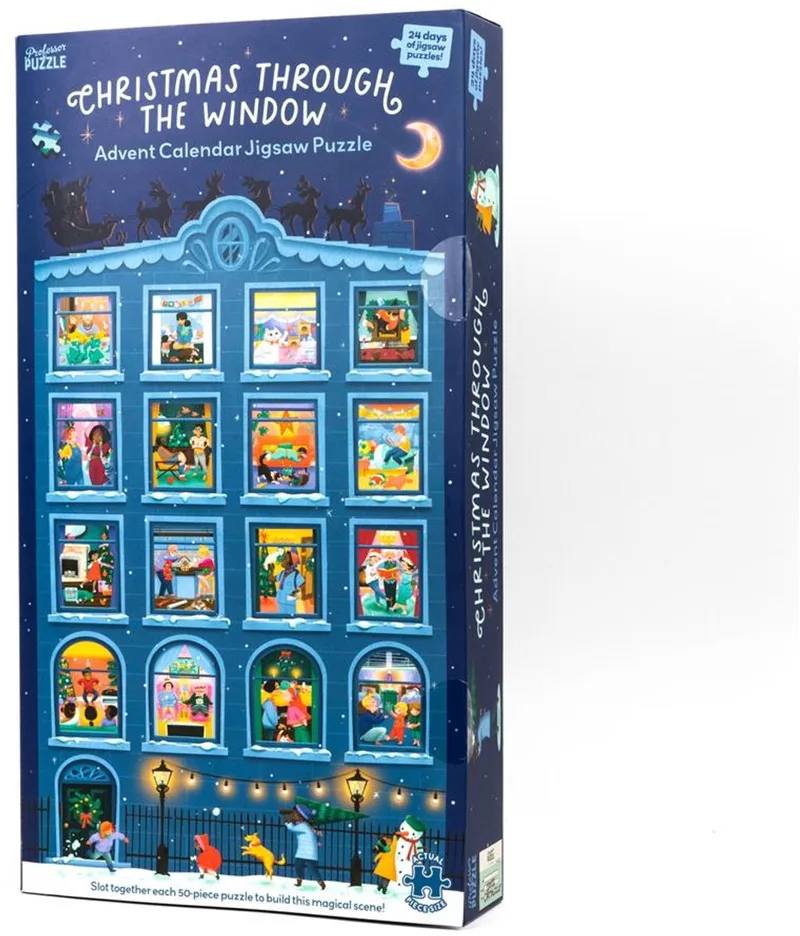 Asmodee puzzel kerst adventskalender Christmas Through the Window. from Professor Puzzle, Multicolour edition – box