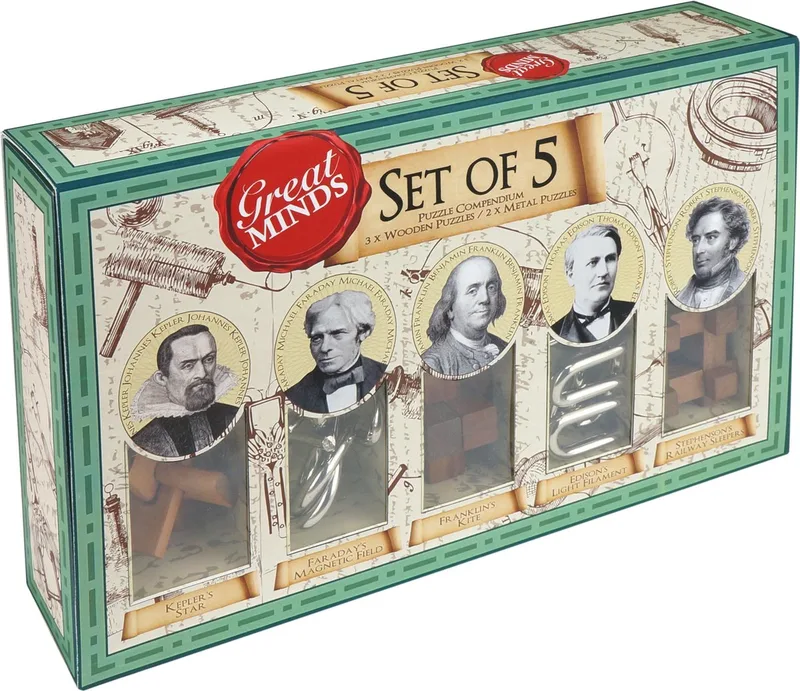 Asmodee puzzelset - Great Minds 5-delige breinbreker houten en metaal. von Professor Puzzle – Schachtel
