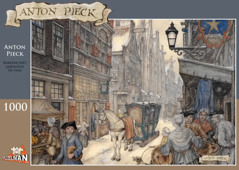 Anton Pieck Bakkerij de Star Puzzel 1000 Stukjes fra Puzzelman, Flerfarvet-udgave – æske