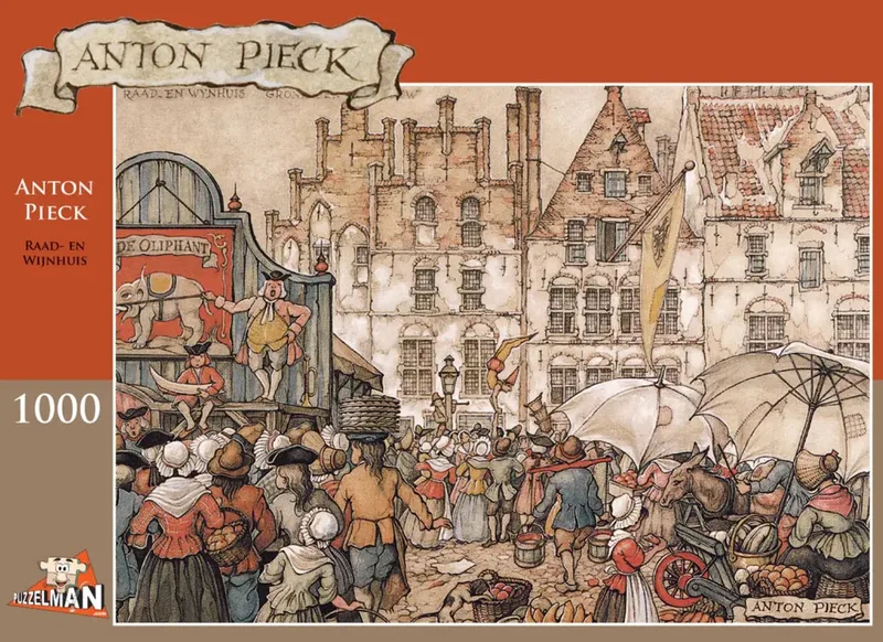 Anton Pieck Raad en Wijnhuis Puzzel 1000 Stukjes fra Puzzelman, Flerfarvet-udgave – æske