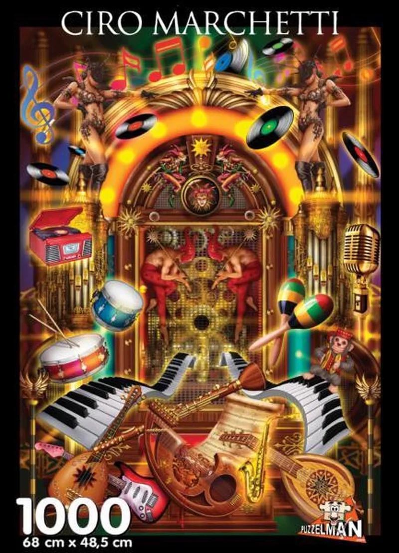 Juke Box - Ciro Marchetti (legpuzzel 1000 stukjes) de Puzzelman, édition Multicolore – boîte