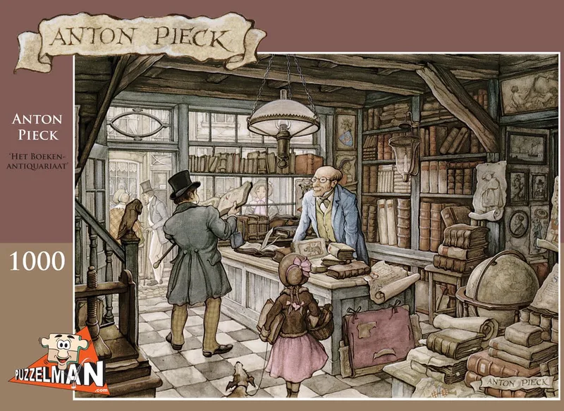 legpuzzel Anton Pieck Het Boekenantiquariaat 1000 stukjes. fra Puzzelman, Flerfarvet-udgave – æske