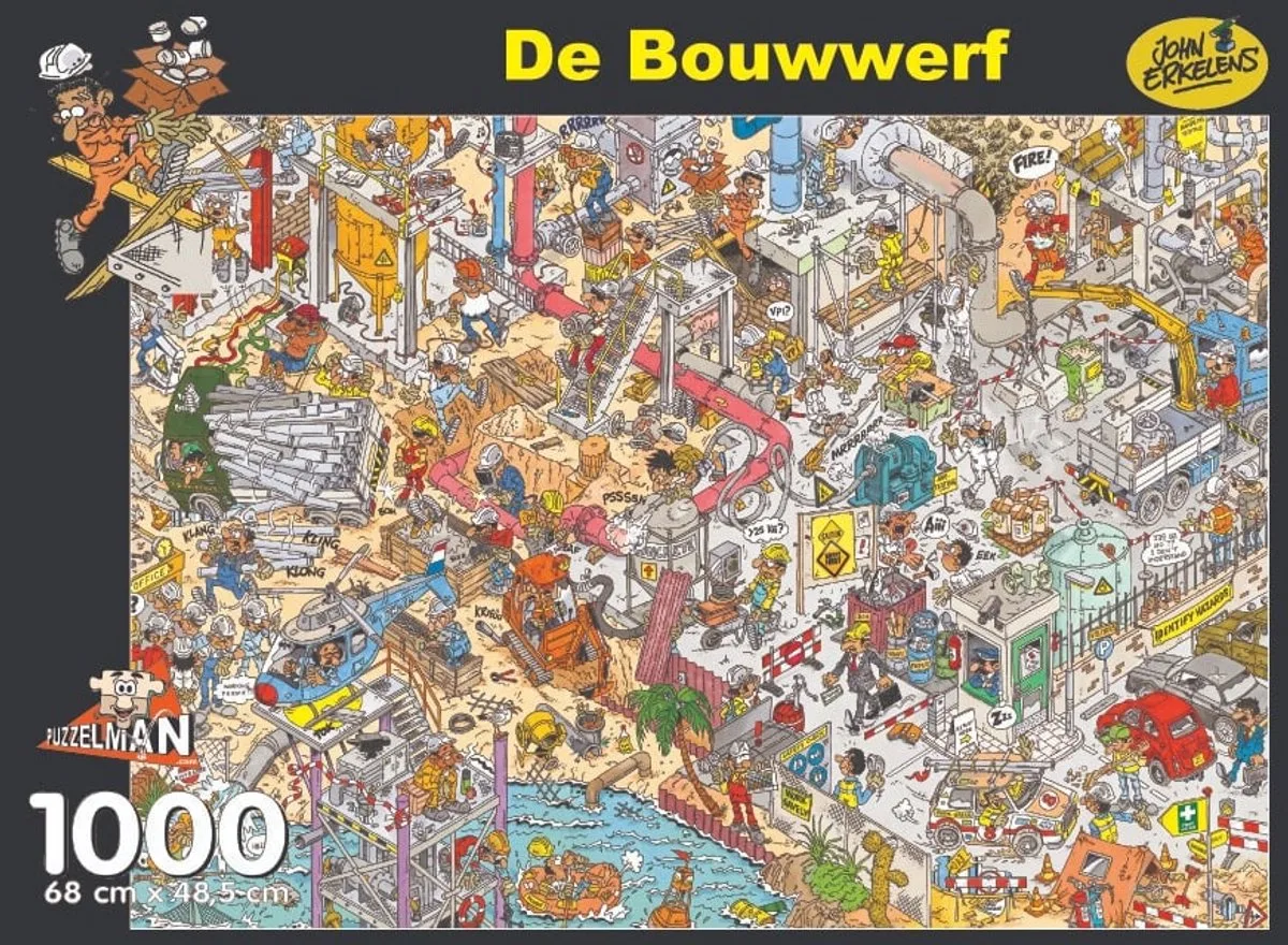 legpuzzel De Bouwwerf 1000 stukjes John Erkelens. fra Puzzelman, Flerfarvet-udgave – æske