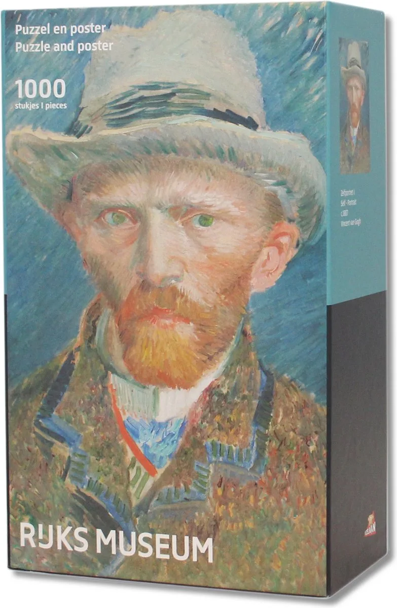 Legpuzzel met poster - Zelfportret - Van Gogh - Puzzel 1000 stukjes - Rijksmuseum from Puzzelman, Blue edition – box