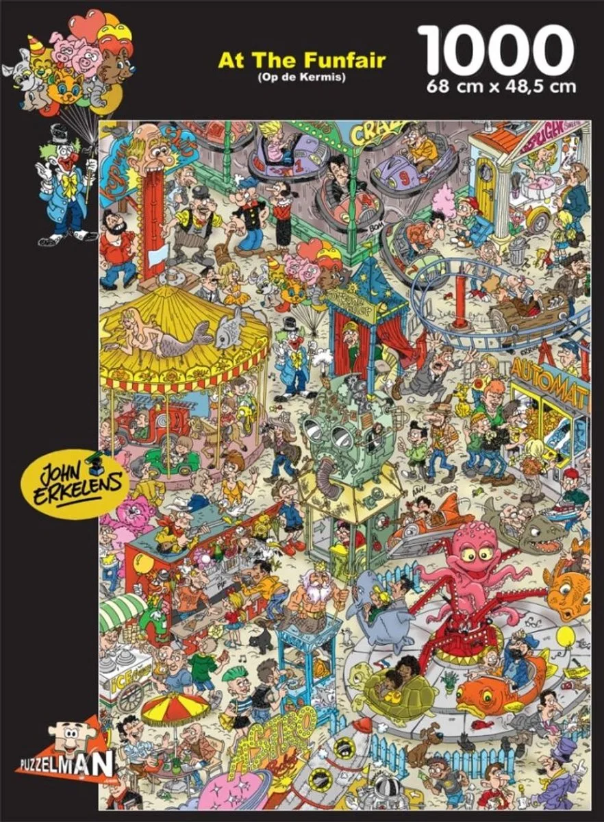 legpuzzel Op de Kermis 1000 stukjes John Erkelens. de Puzzelman, édition Multicolore – boîte