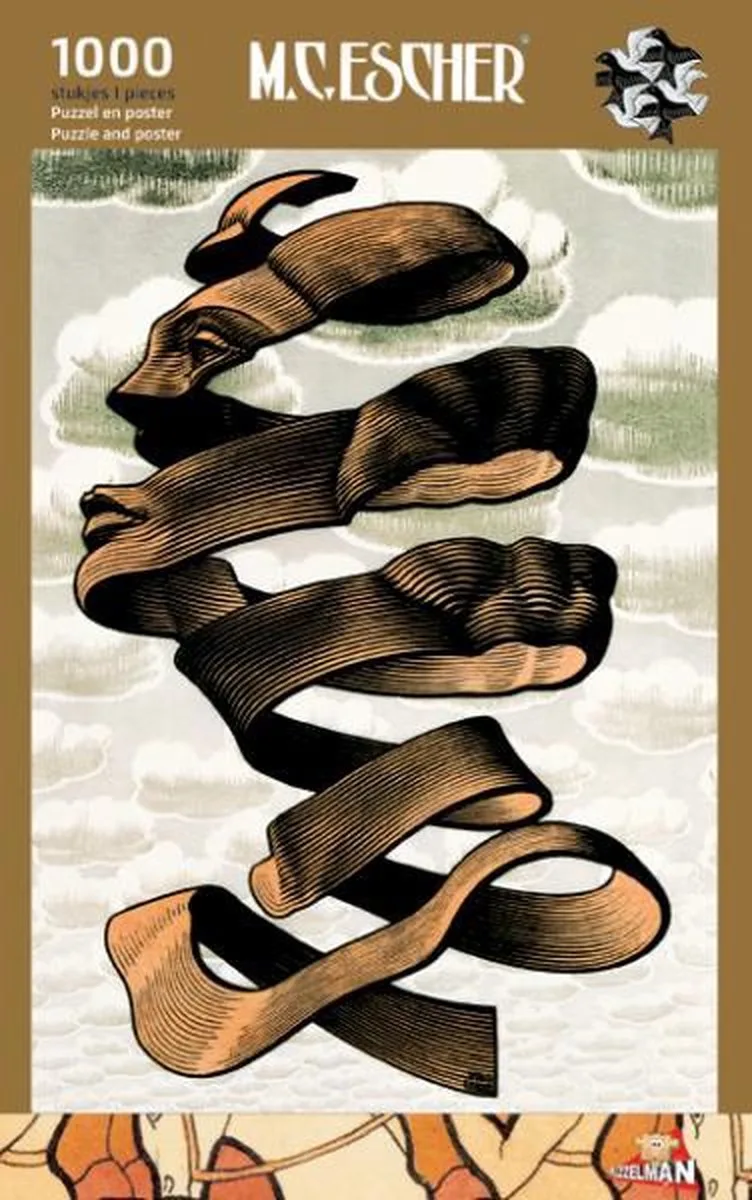 Omhulsel - M.C. Escher (1000) van Puzzelman, editie Blauw – doos