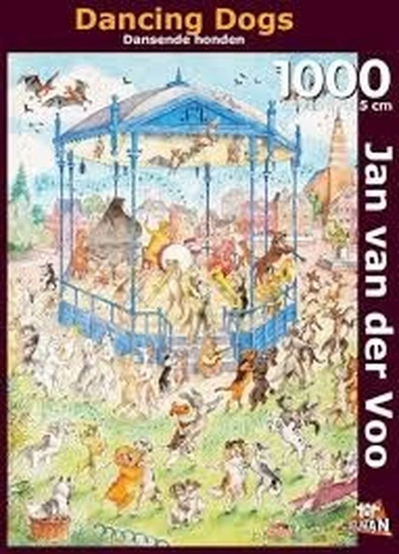 Puzzel - Dansende Honden - Jan van der Voo (1000) from Puzzelman, Multicolour edition – box