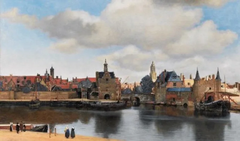 Puzzel Gezicht op Delft - Johannes Vermeer 1000 stukjes fra Puzzelman, Flerfarvet-udgave – æske